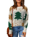 Damen Grobstrickpullover mit winterlichem Tannenbaum-Motiv und lässigem Schnitt
