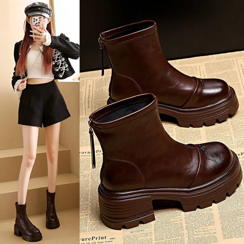 Damen modische Ankle Boots mit robustem Profil und praktischer Zipperöffnung R&B