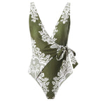 Damen Badeanzug mit modischem Wickelrock und floralem Design R&B