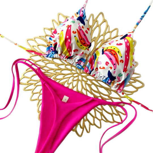 Damen Bikini-Set mit trendigem Animal-Print und modischem Schleifen-Detail R&B