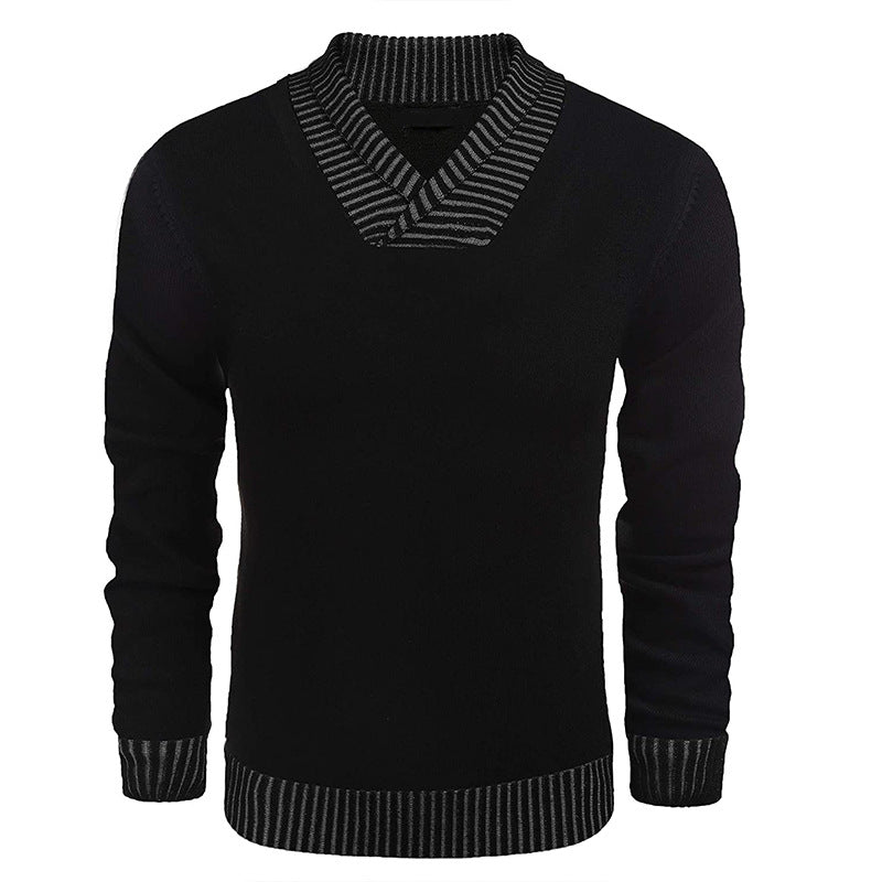 Herren eleganter Strickpullover mit modernem Schalkragen und strukturiertem Oberteil R&B