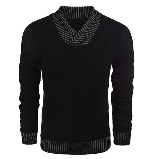 Herren eleganter Strickpullover mit modernem Schalkragen und strukturiertem Oberteil R&B