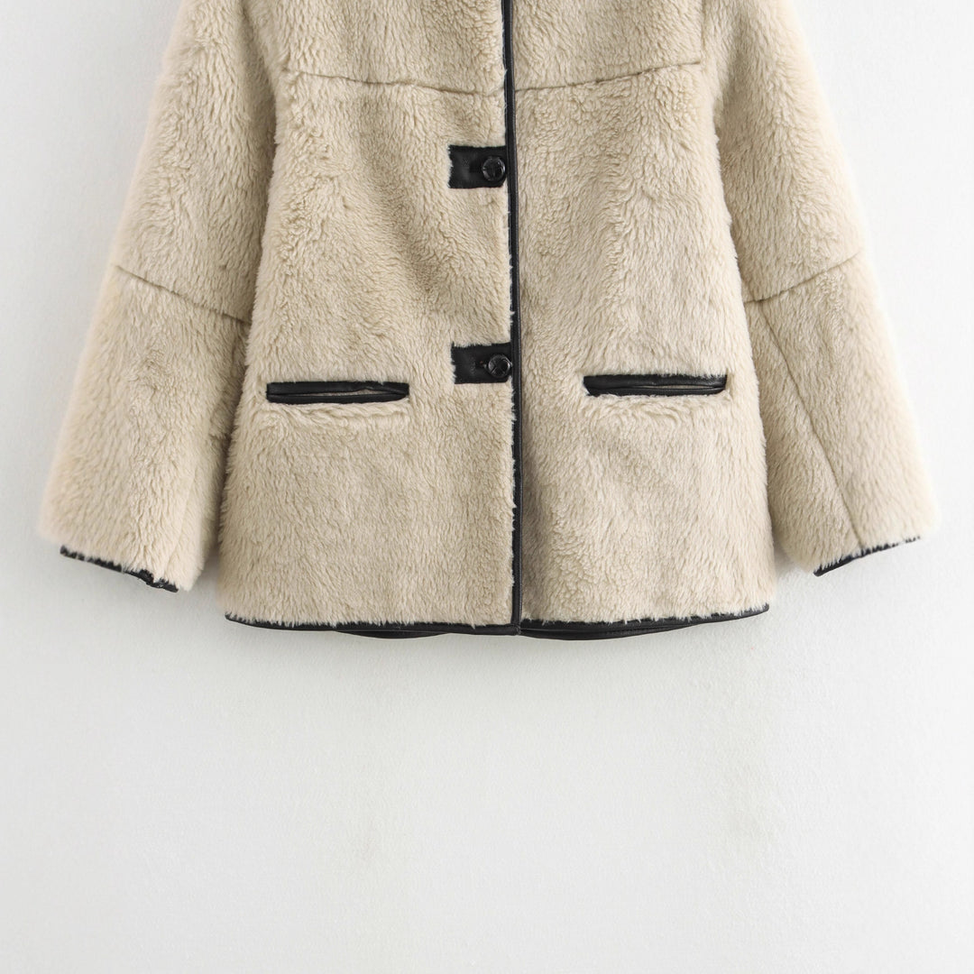 Damen Kuscheljacke mit hochwertigem Kunstfell und praktischen Taschen R&B