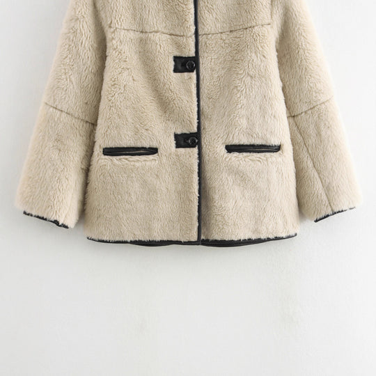 Damen Kuscheljacke mit hochwertigem Kunstfell und praktischen Taschen R&B