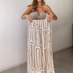 Damenweite Schlaghose mit gemustertem Design und hohem Bund R&B