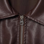 Damen modische Kunstlederjacke mit breiten Ärmeln und praktischen Taschen R&B