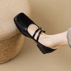 Damen elegante Ballerinas mit doppeltem Riemen und schimmerndem Obermaterial