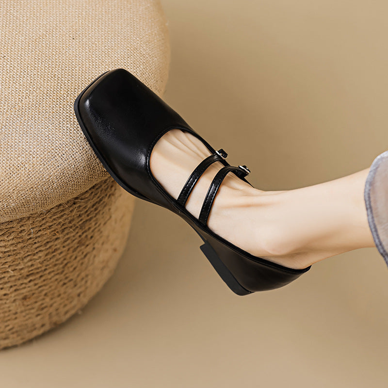 Damen elegante Ballerinas mit doppeltem Riemen und schimmerndem Obermaterial