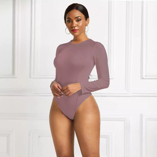 Damen Eleganter Langarmbody mit hohem Beinausschnitt R&B