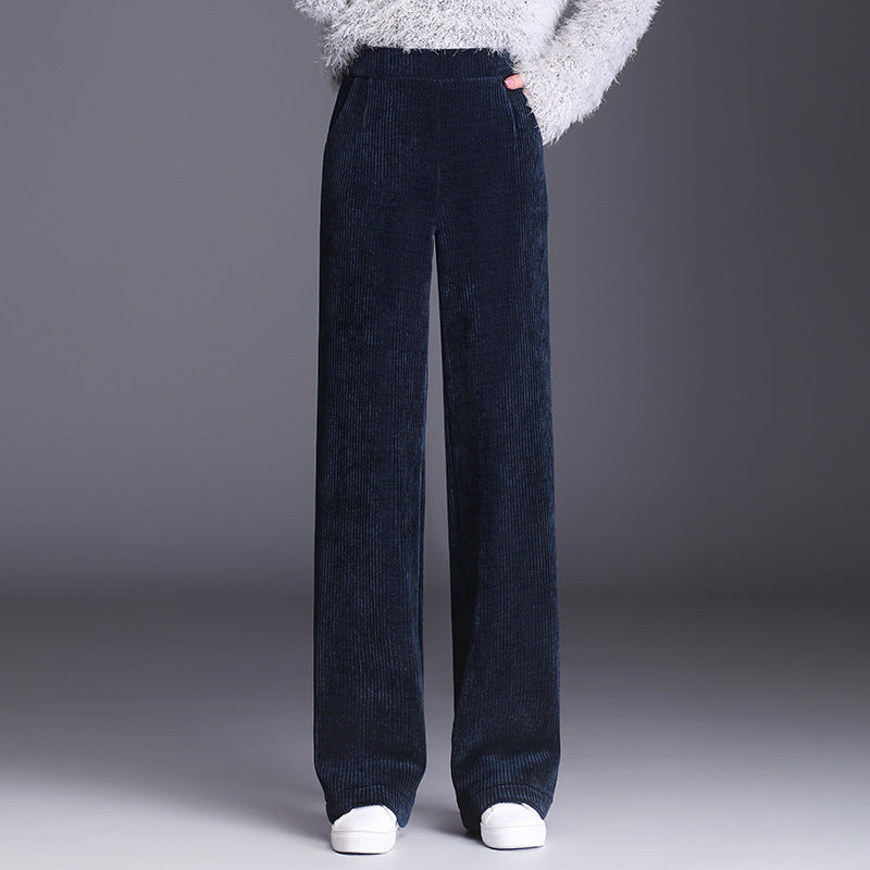 Damen Cord Stoffhose weit mit elastischem Bund