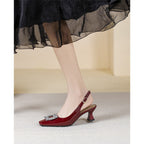 Damen Slingback-Pumps mit funkelndem Schmuckelement