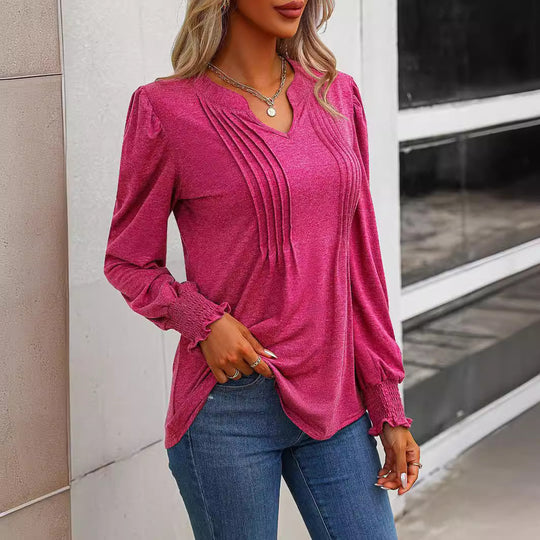 Damen Langarmshirt mit eleganter Rüsche R&B