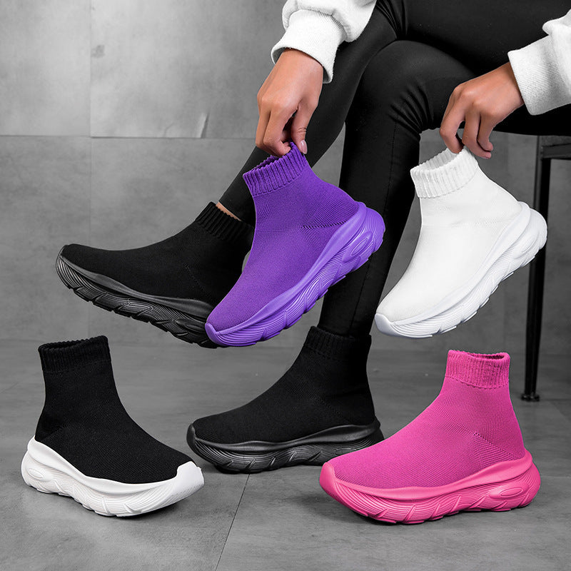 Damen Strick-Sneaker mit hohem Schaft und flexibler Sohle
