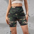 Damen Sportliche Radlerhose mit hohem Bund und camouflagemuster R&B