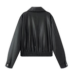 Damen Kunstlederjacke im lässigen Biker-Stil mit praktischen Taschen und elastischem Bund R&B