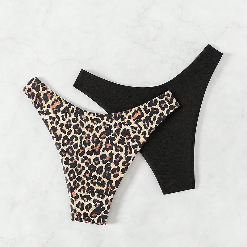 Damen Hochgeschnittener Bikini-Slip mit animalischem Muster und klassischen Stoff R&B