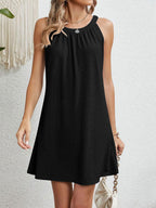 Damen lässiges Sommerkleid mit Spitzendetails und Hängeschlaufe R&B