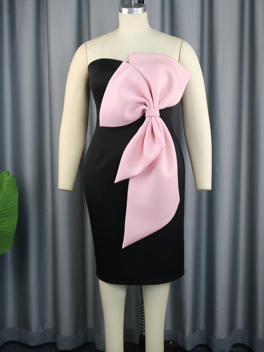 Damen Elegantes Abendkleid mit großem Schleifenakzent R&B