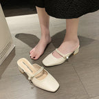 Damen elegante und bequeme Mules mit Blockabsatz