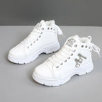 Damen warme High-Top Sneakers mit flauschigem Innenfutter und modischem Design R&B