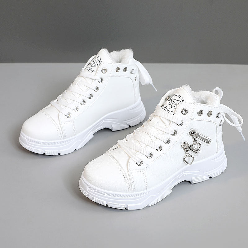 Damen warme High-Top Sneakers mit flauschigem Innenfutter und modischem Design R&B
