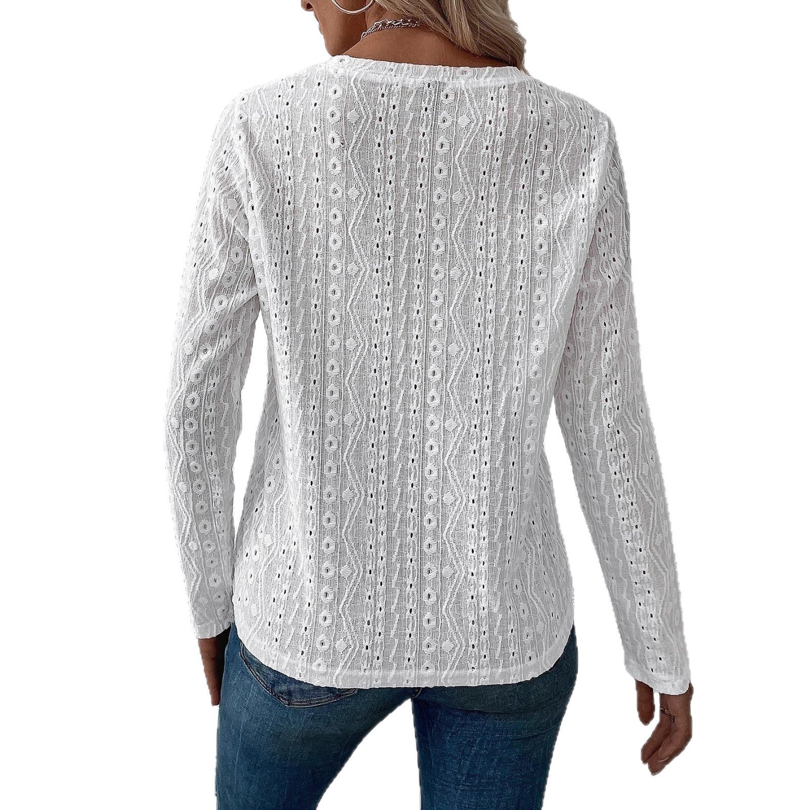 Damen Elegante und luftige Bluse mit Stickerei R&B