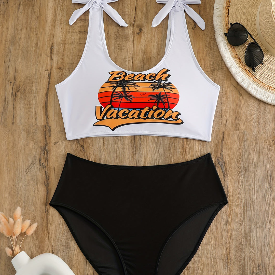 Damen Crop-Top-Bikini-Set mit verspielten Schleifen R&B