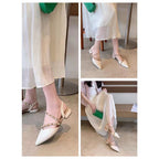 Damen elegante Slingback Ballerinas mit spitzem Design und modischen Nieten R&B