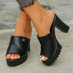 Damen Plateau-Mules mit eleganter Faltenoptik und hochwertigem Obermaterial R&B
