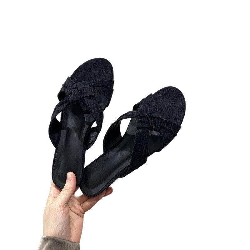 Damen Ballerina-Sandalen mit dekorativem Knoten-Riemen R&B