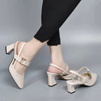 Damen Slingback Pumps mit elegantem Blockabsatz und verstellbarem Riemendesign R&B