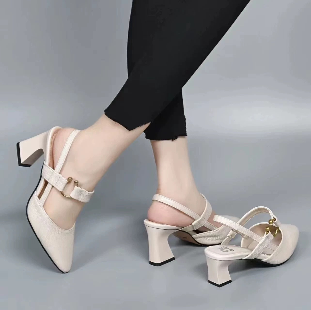 Damen Slingback Pumps mit elegantem Blockabsatz und verstellbarem Riemendesign R&B