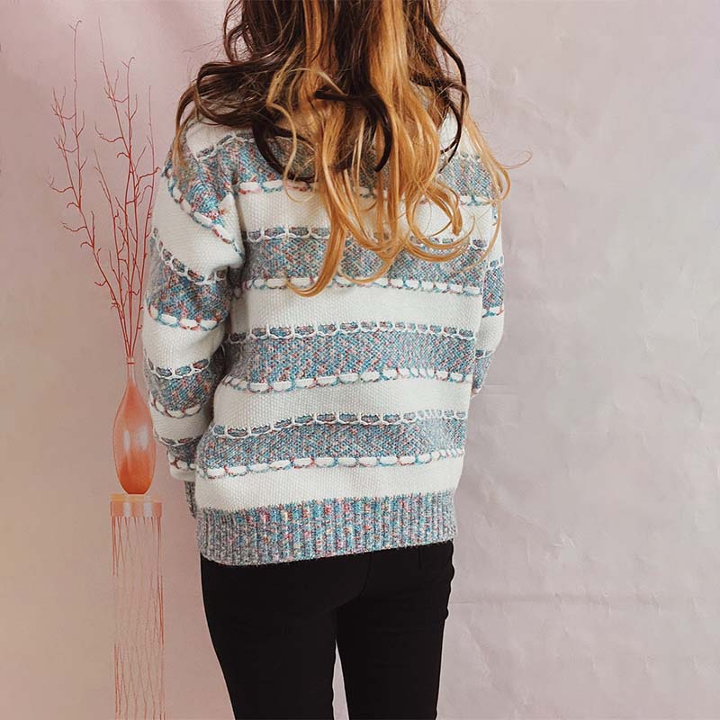 R&B | Gestreifter Strickpullover im Modernen Stil