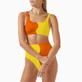 Damen Hochgeschnittenes Bikini-Set mit kontrastierenden Farbblöcken R&B