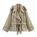 Damen Modische Trenchjacke mit taillierbarem Gürtel und modernen Akzenten