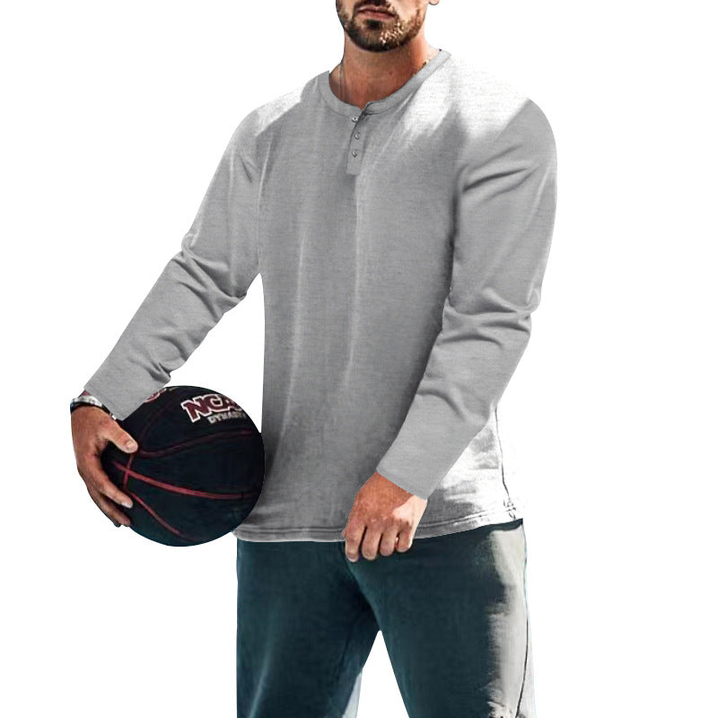 Herren langärmliges Henley-Shirt mit strukturiertem Stoff und praktischen Knopfdetails R&B