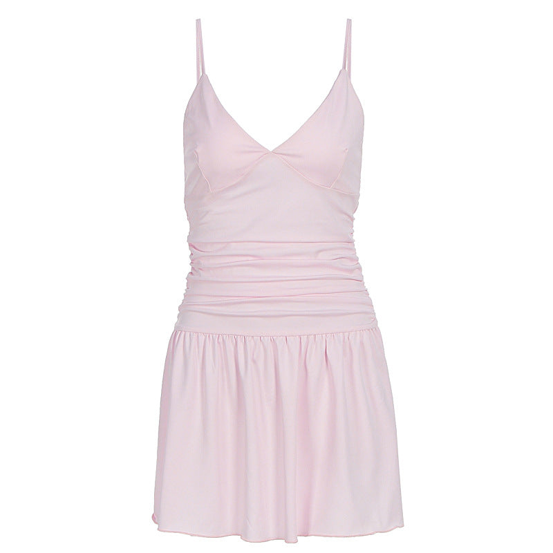 Damen Skaterkleid mit raffiniertem Rüschendesign und schmalen Trägern R&B