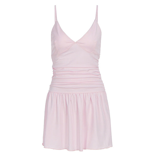 Damen Skaterkleid mit raffiniertem Rüschendesign und schmalen Trägern R&B