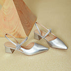 Damen Slingback-Pumps mit geschmackvollem Schmuckdetail