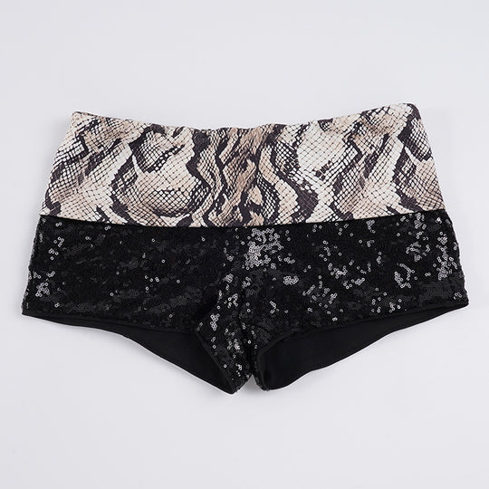 Damen Pailletten-Minikleid mit Leopardenmuster und verstellbaren Spaghettiträgern R&B