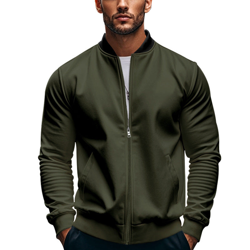 Herren nan moderner Bomber im Minimalstil mit Stehkragen, elastischem Abschlussbund und funktionalen Nahttaschen R&B