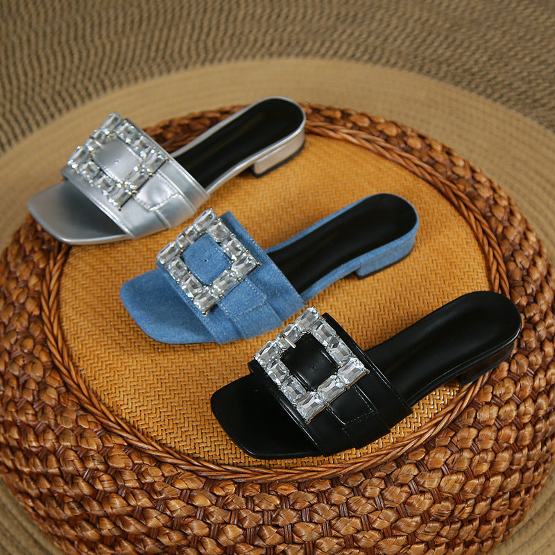 Damen elegante Slipper mit funkelnden Schnallelementen R&B