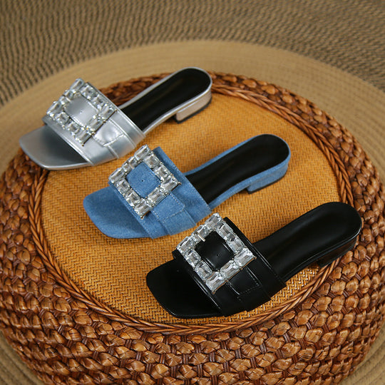 Damen elegante Slipper mit funkelnden Schnallelementen R&B