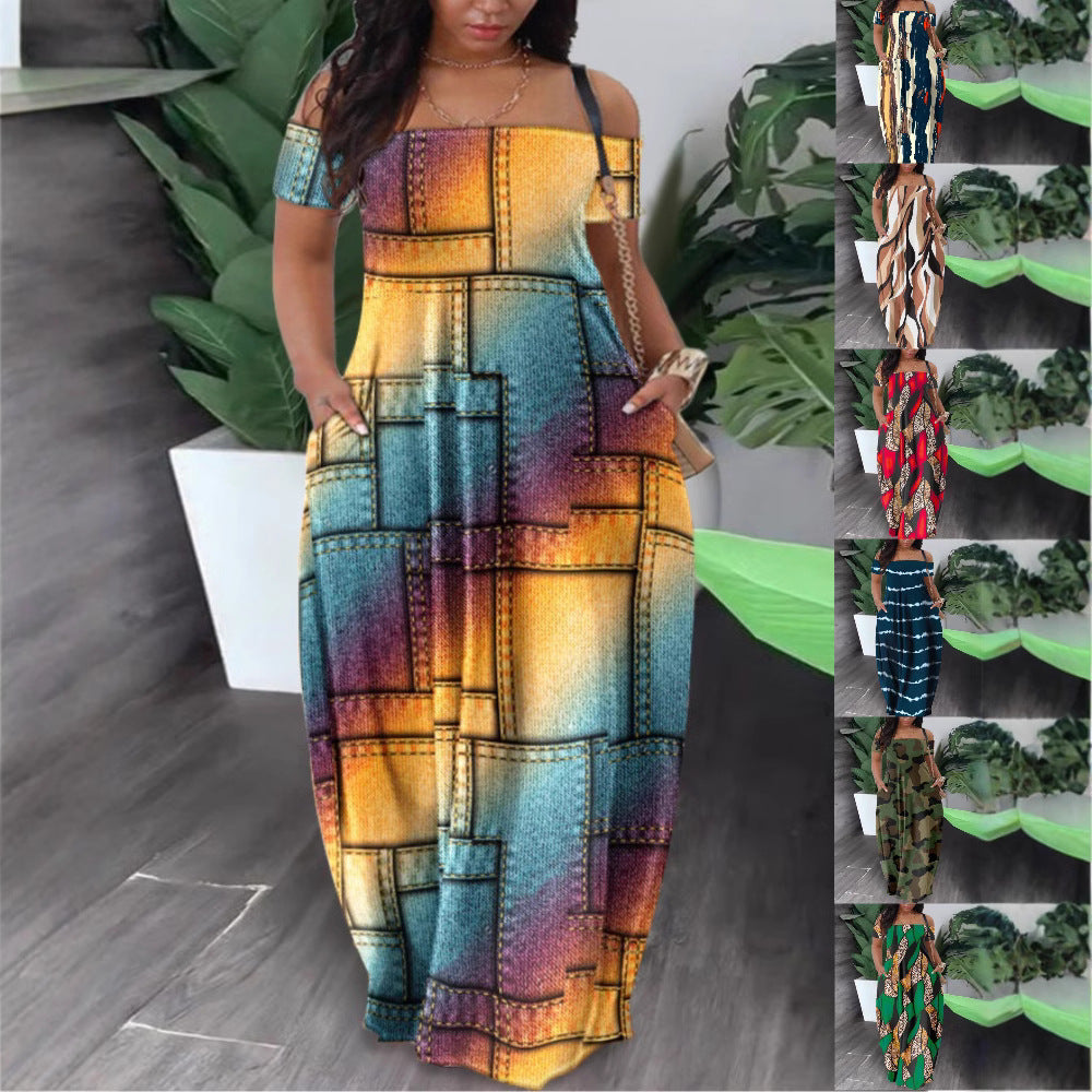 Damen Maxi-Kleid mit Off-Shoulder Design R&B
