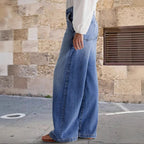 Damen Weite Jeans im Boho-Stil mit hohem Bund und komfortablem Schnitt R&B