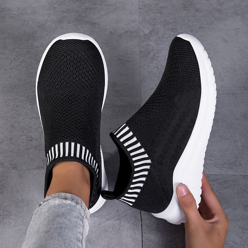Damen Sportliche Slip-On Sneakers mit atmungsaktivem Strickoberteil  1774575816