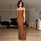 Damen Elegantes figurbetontes Abendkleid mit feinen Spaghettiträgern R&B