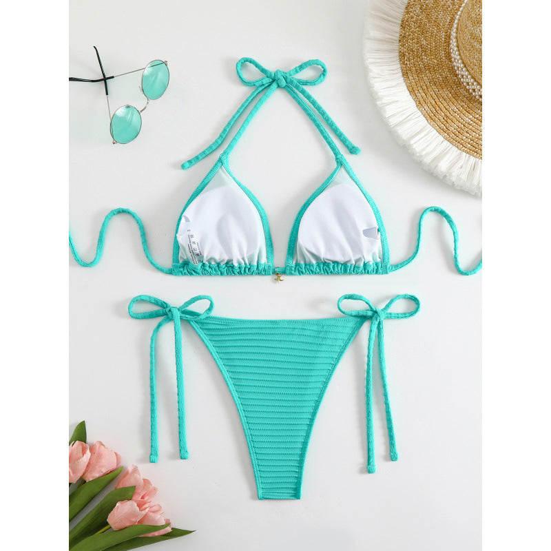 Damen Triangel-Bikini mit verstellbaren Trägern und seitlichen Schnüroptionen R&B