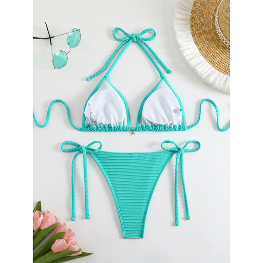 Damen Triangel-Bikini mit verstellbaren Trägern und seitlichen Schnüroptionen R&B