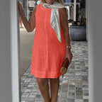 Damen Sommerkleid aus leichtem Leinenstoff mit modischem Halstuch R&B
